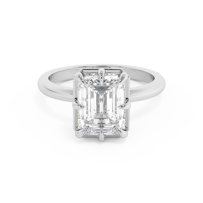 Emerald Solitaire Lab Grown Diamond Engagement Ring