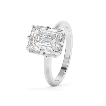 Emerald Solitaire Lab Grown Diamond Engagement Ring