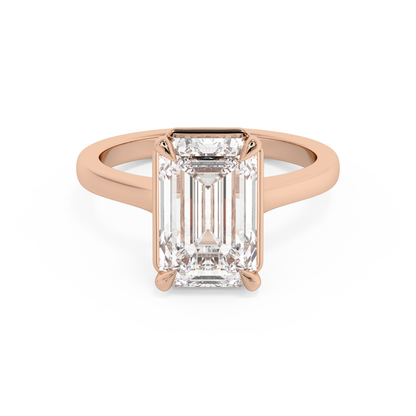 Emerald Solitaire Lab Grown Diamond Engagement Ring