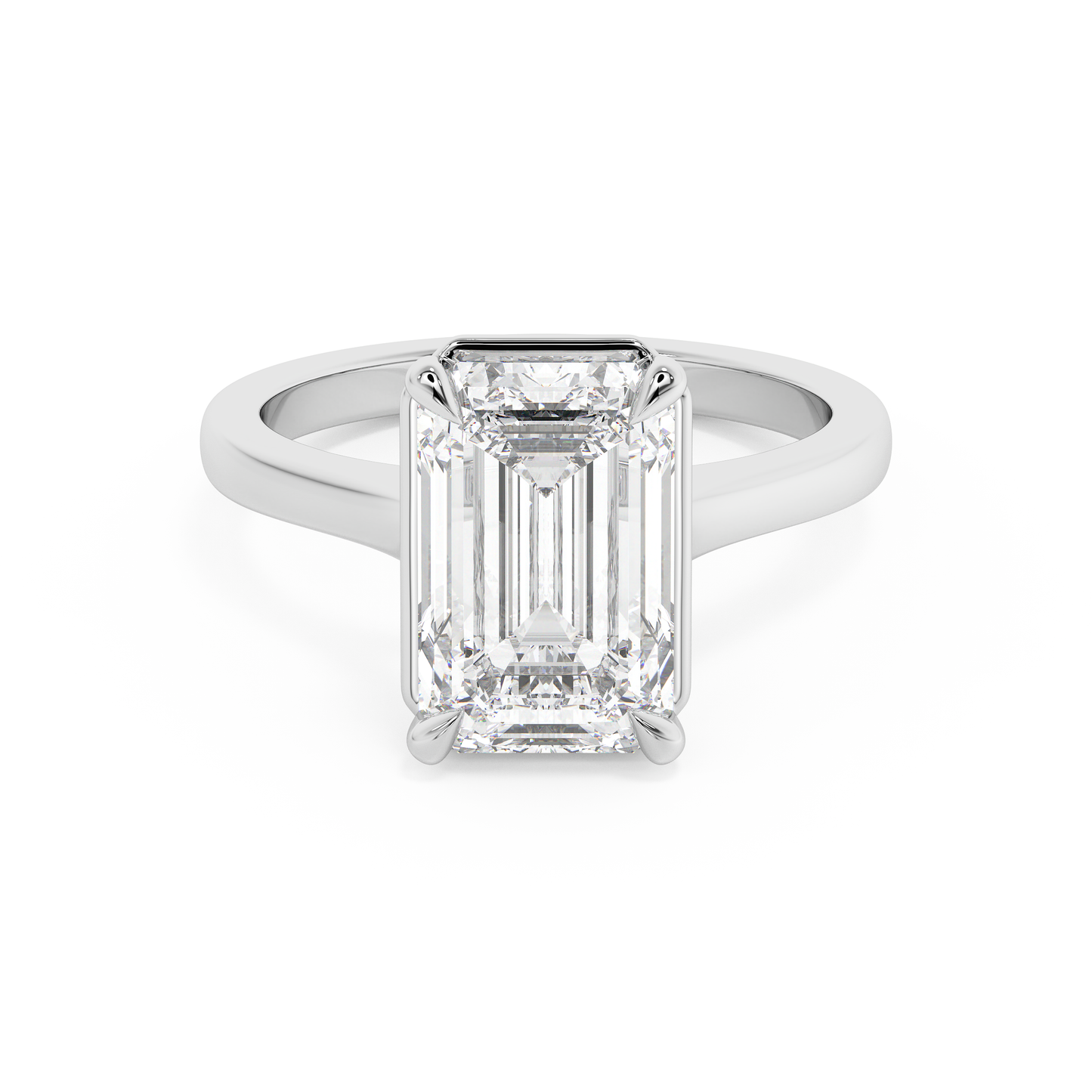 Emerald Solitaire Lab Grown Diamond Engagement Ring