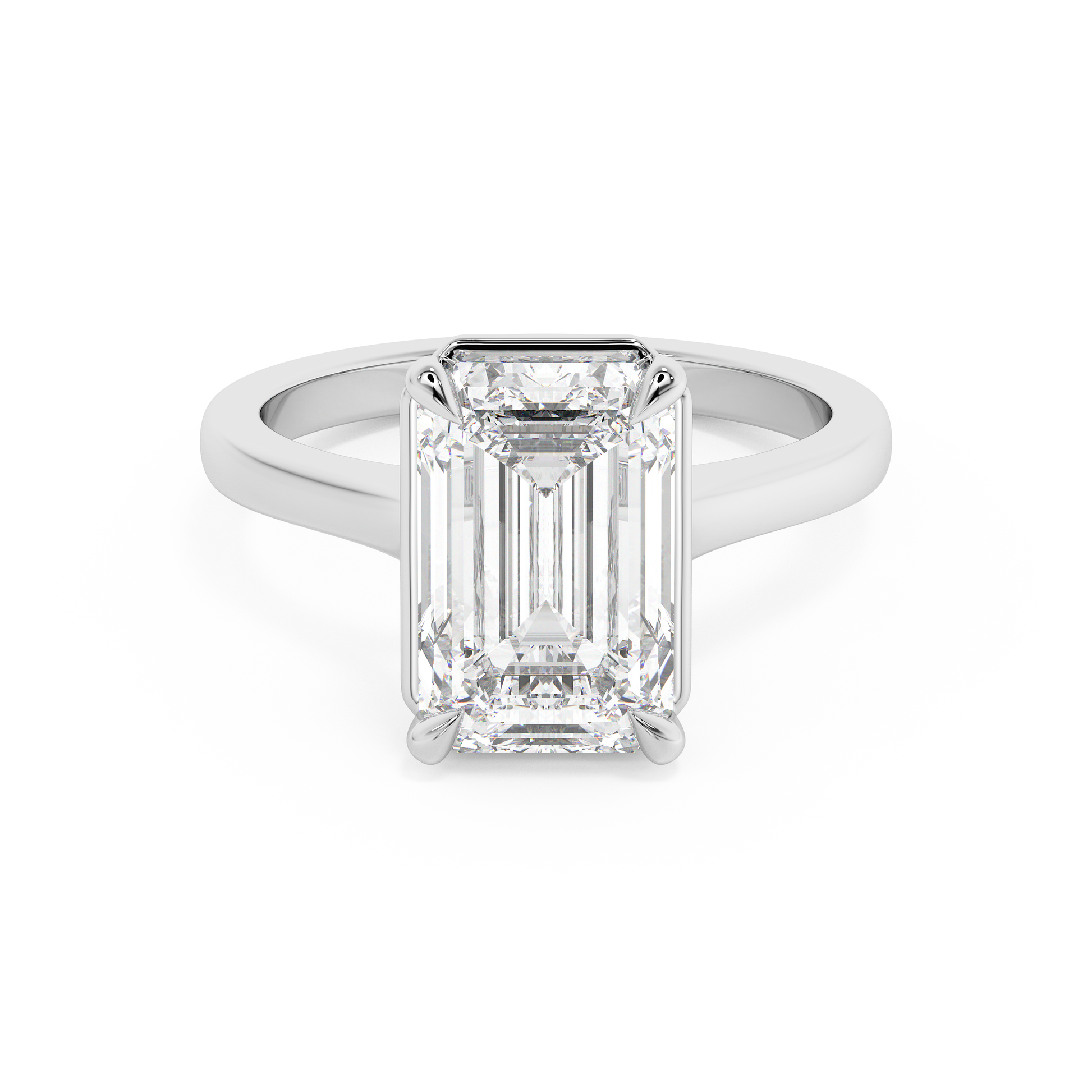 Emerald Solitaire Lab Grown Diamond Engagement Ring