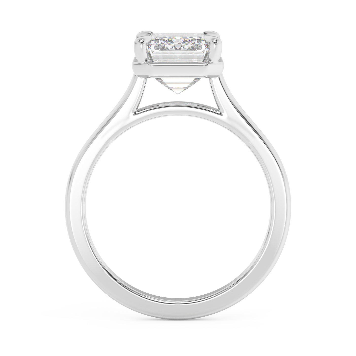 Emerald Solitaire Lab Grown Diamond Engagement Ring