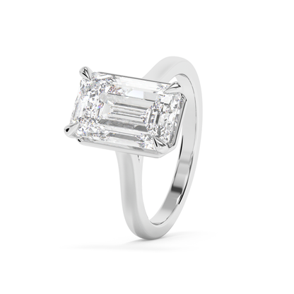 Emerald Solitaire Lab Grown Diamond Engagement Ring