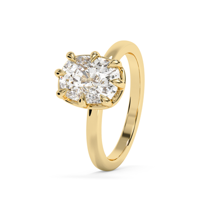 Emerald Solitaire Lab Grown Diamond Engagement Ring