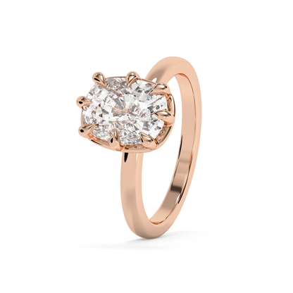 Emerald Solitaire Lab Grown Diamond Engagement Ring
