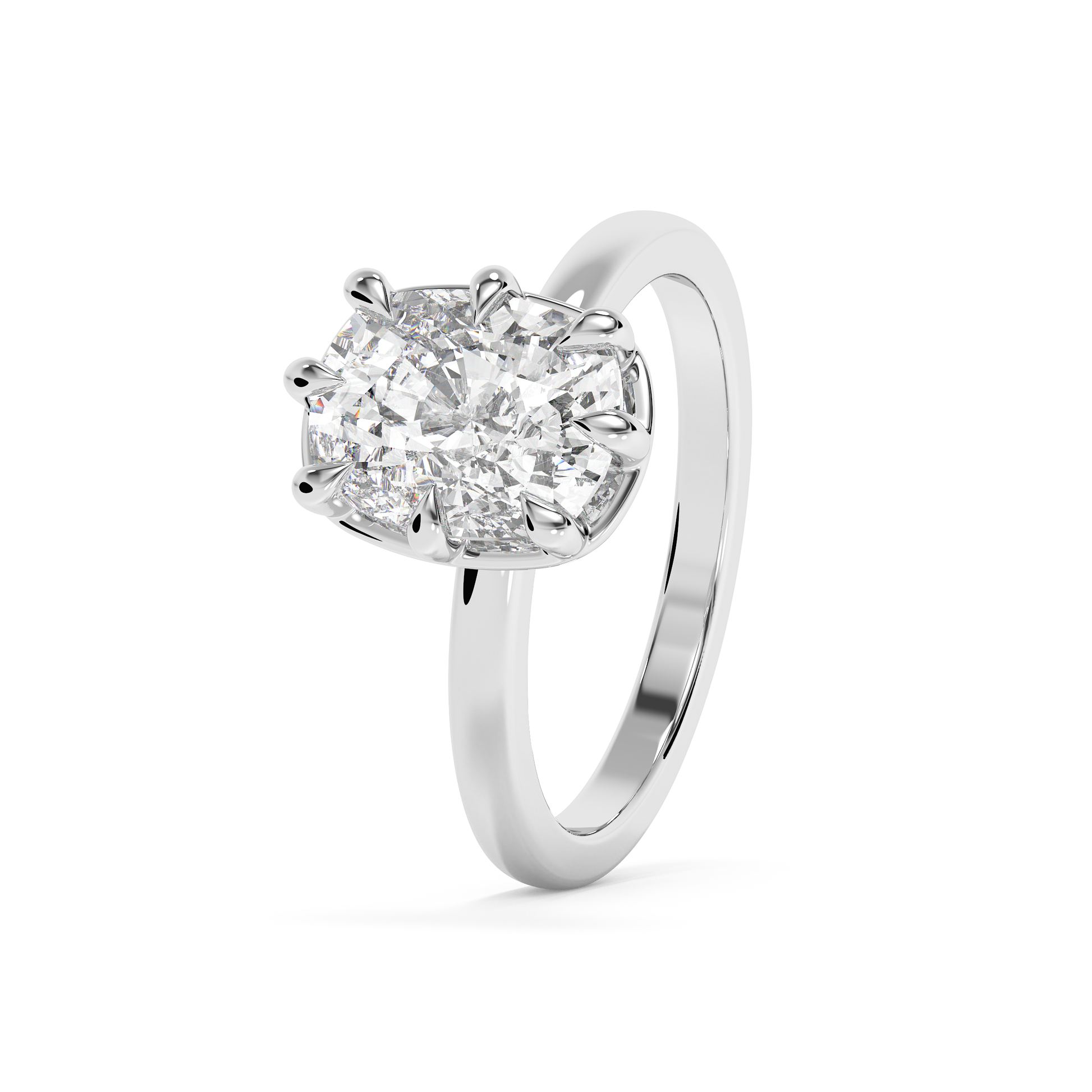 Emerald Solitaire Lab Grown Diamond Engagement Ring