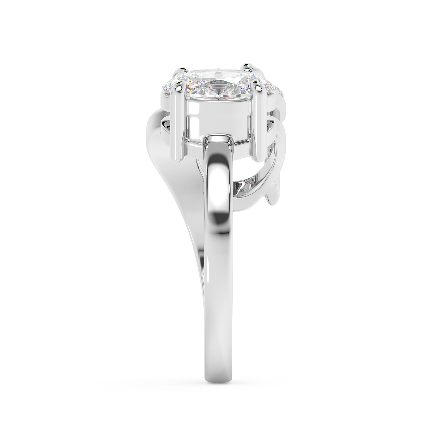 Emerald Solitaire Lab Grown Diamond Engagement Ring