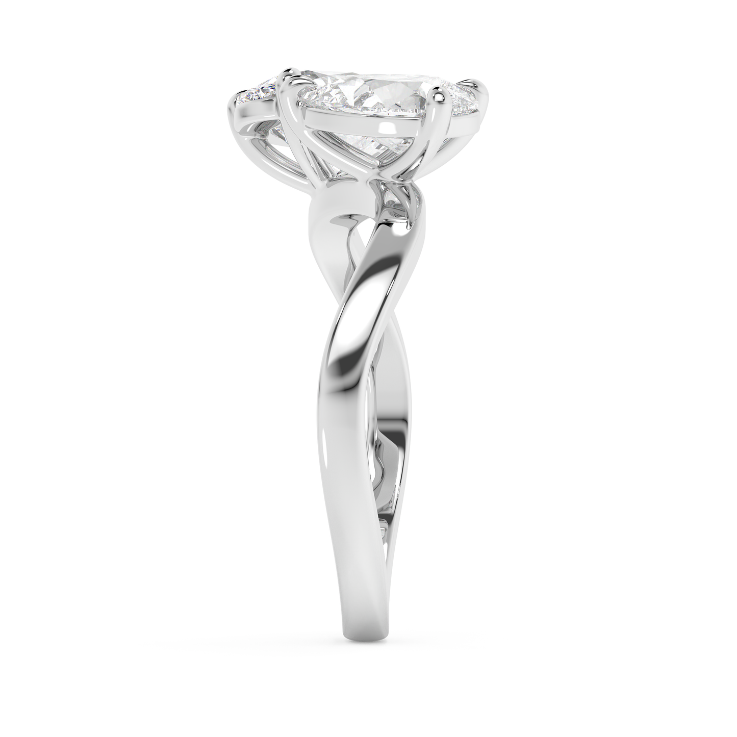 Emerald Solitaire Lab Grown Diamond Engagement Ring