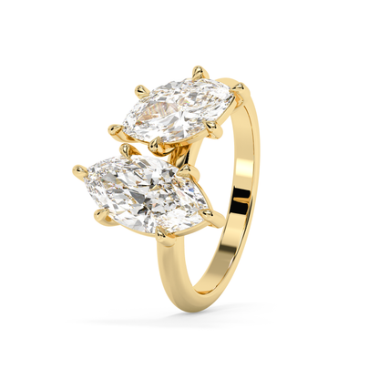 Emerald Solitaire Lab Grown Diamond Engagement Ring