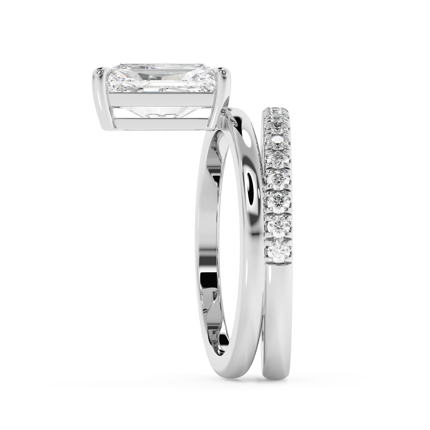 Emerald Solitaire Lab Grown Diamond Engagement Ring