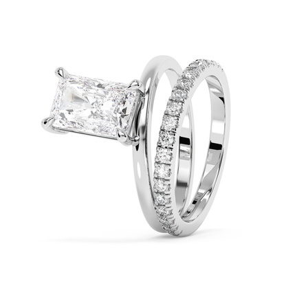 Emerald Solitaire Lab Grown Diamond Engagement Ring