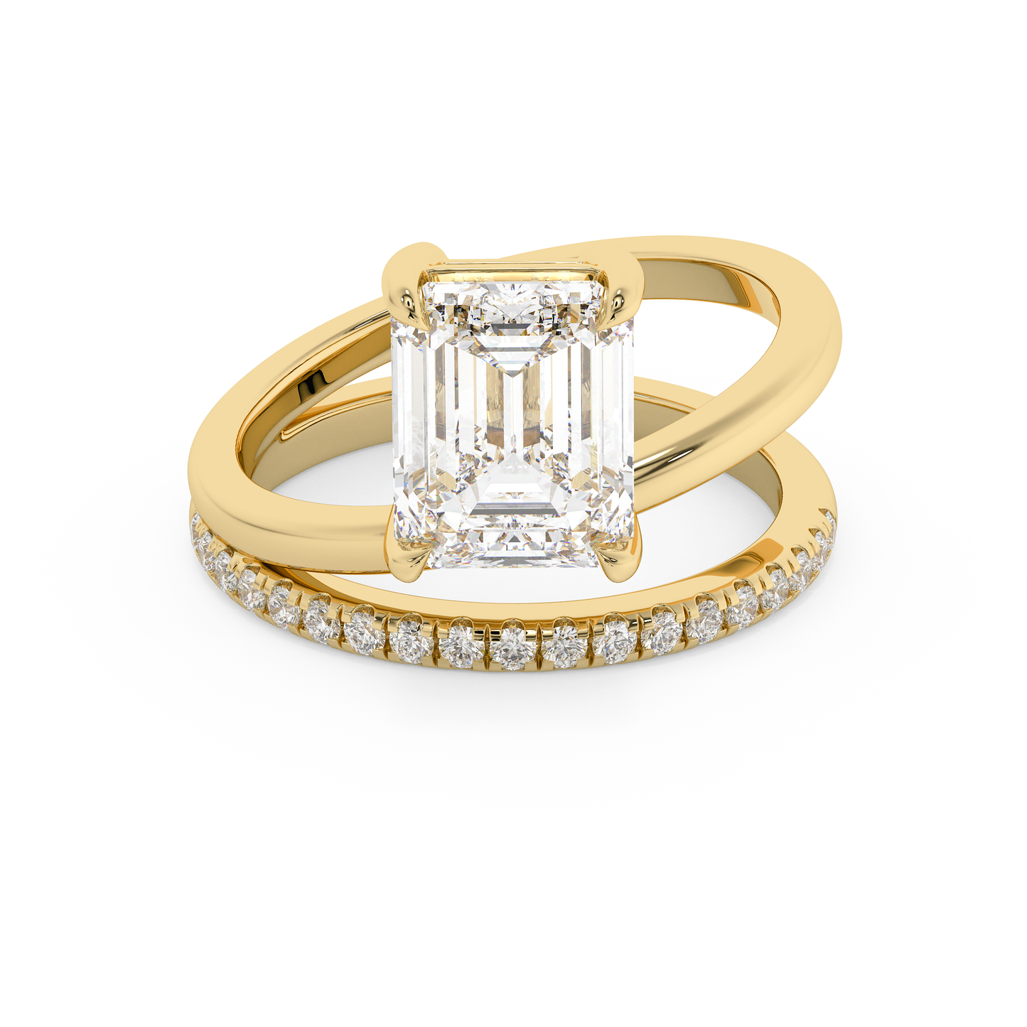 Emerald Solitaire Lab Grown Diamond Engagement Ring