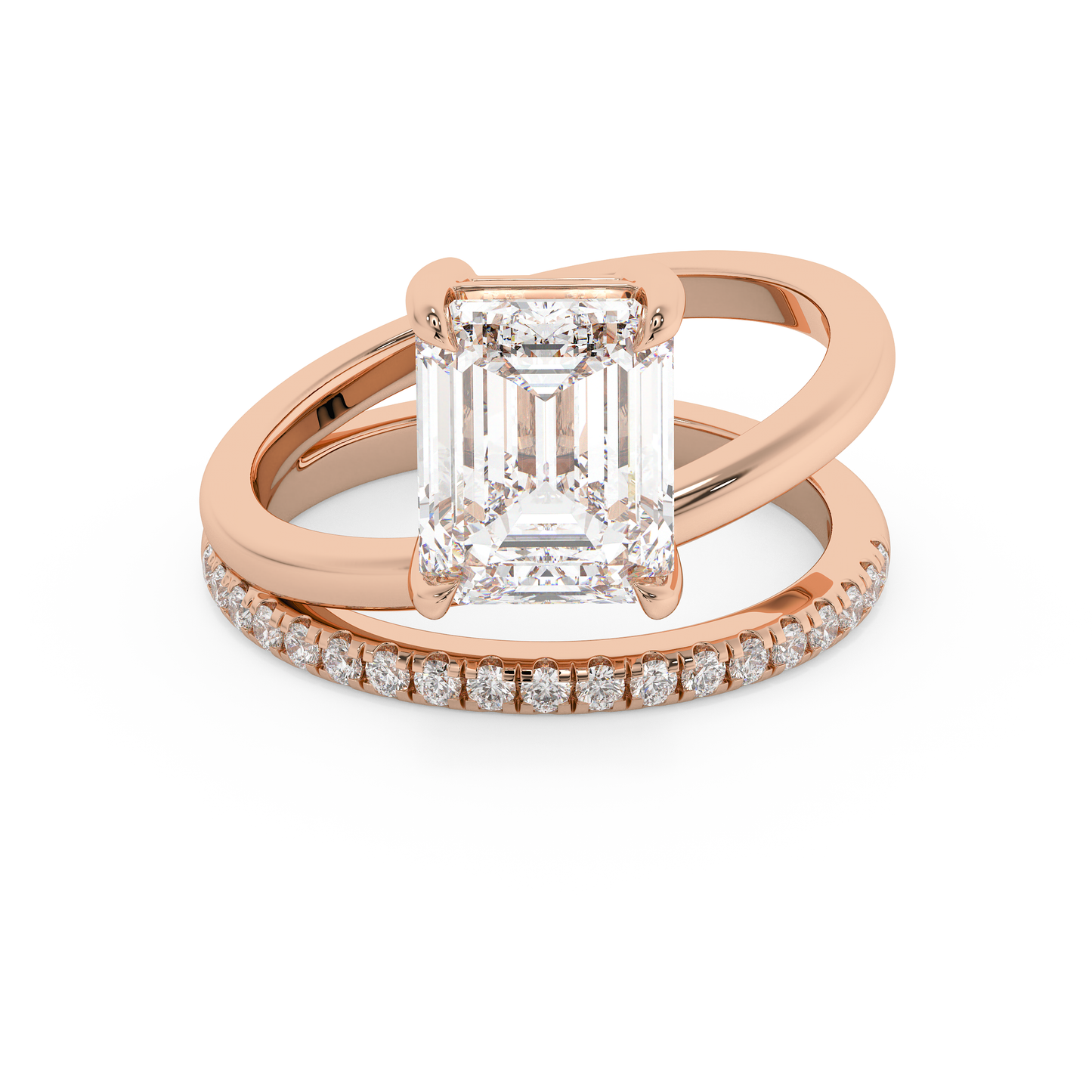 Emerald Solitaire Lab Grown Diamond Engagement Ring