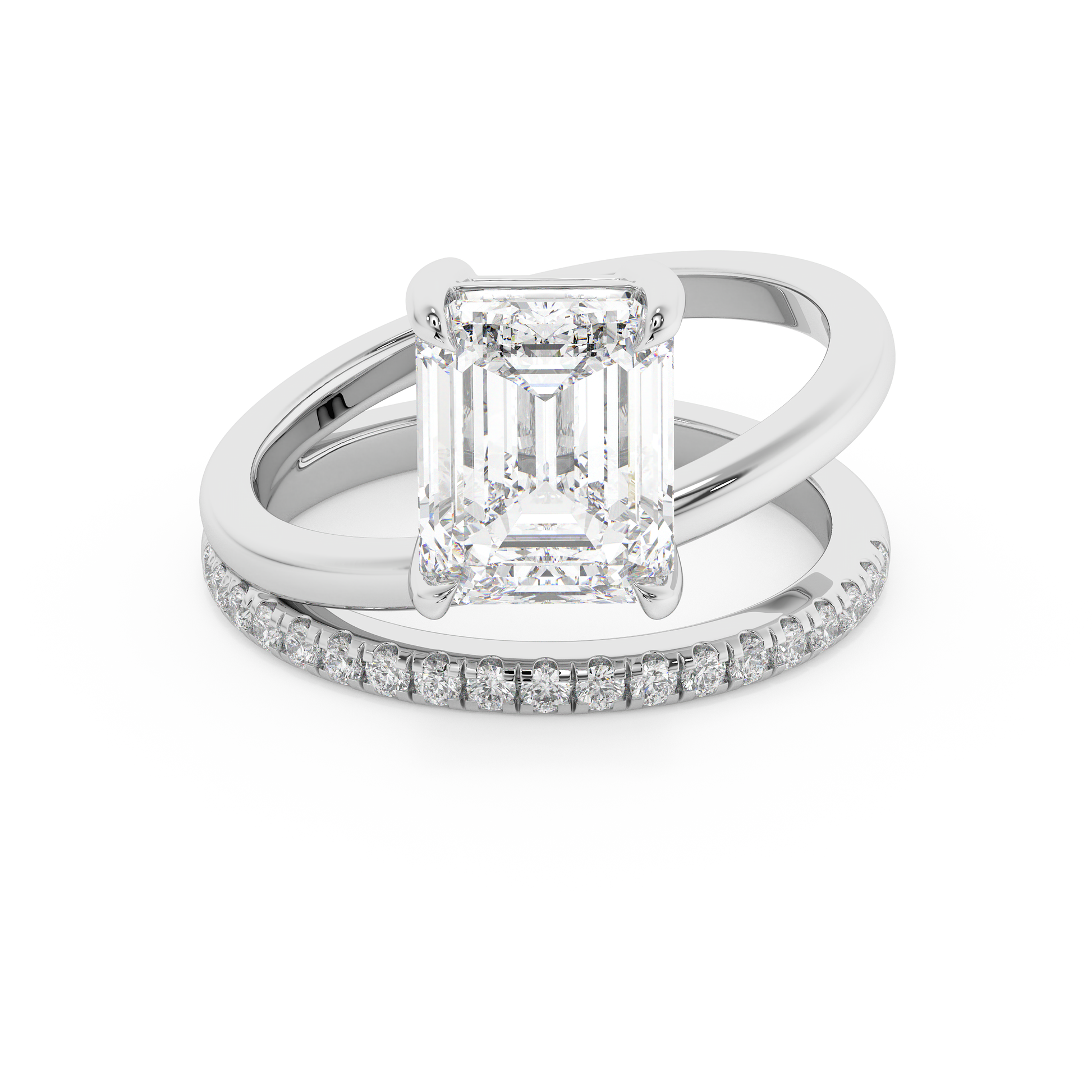 Emerald Solitaire Lab Grown Diamond Engagement Ring