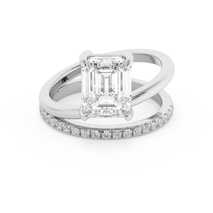 Emerald Solitaire Lab Grown Diamond Engagement Ring