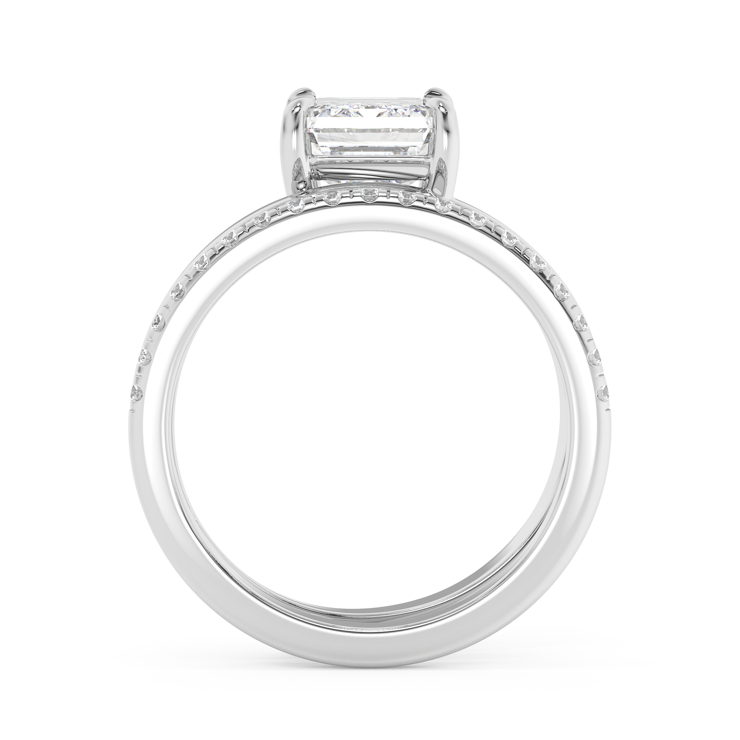 Emerald Solitaire Lab Grown Diamond Engagement Ring