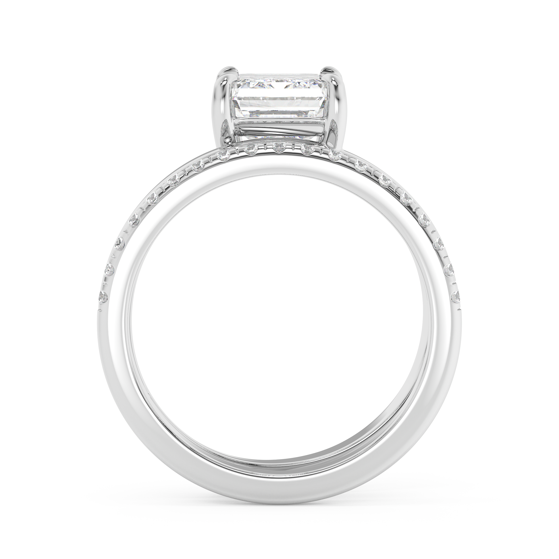 Emerald Solitaire Lab Grown Diamond Engagement Ring