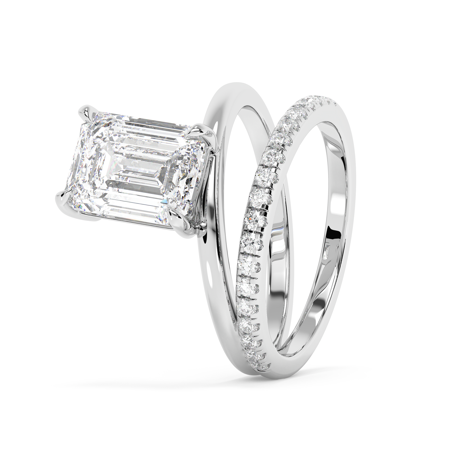 Emerald Solitaire Lab Grown Diamond Engagement Ring