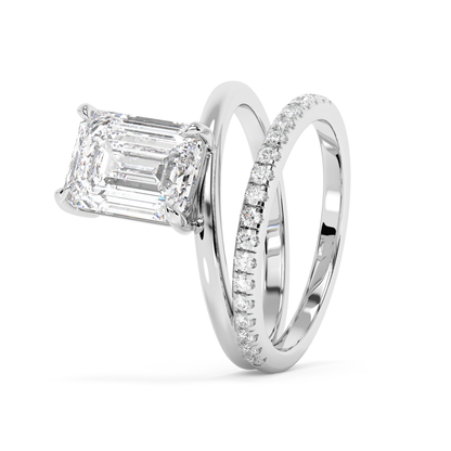 Emerald Solitaire Lab Grown Diamond Engagement Ring