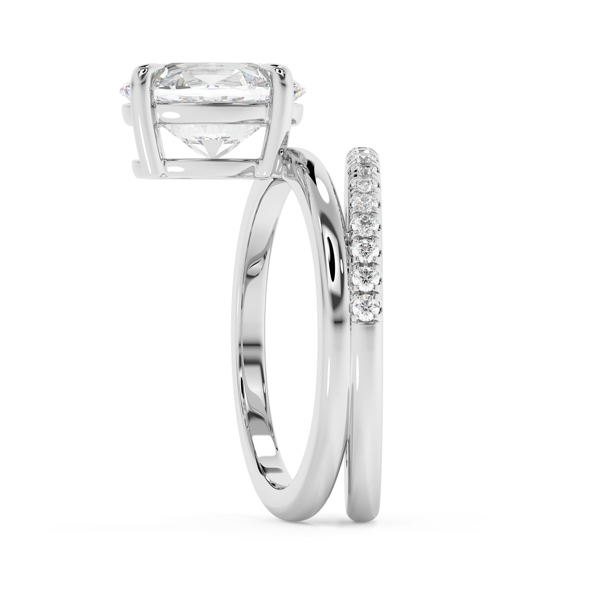 Emerald Solitaire Lab Grown Diamond Engagement Ring