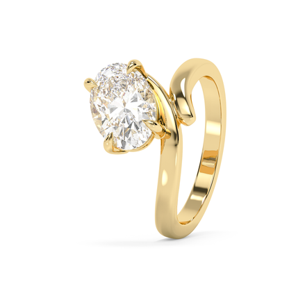 Emerald Solitaire Lab Grown Diamond Engagement Ring