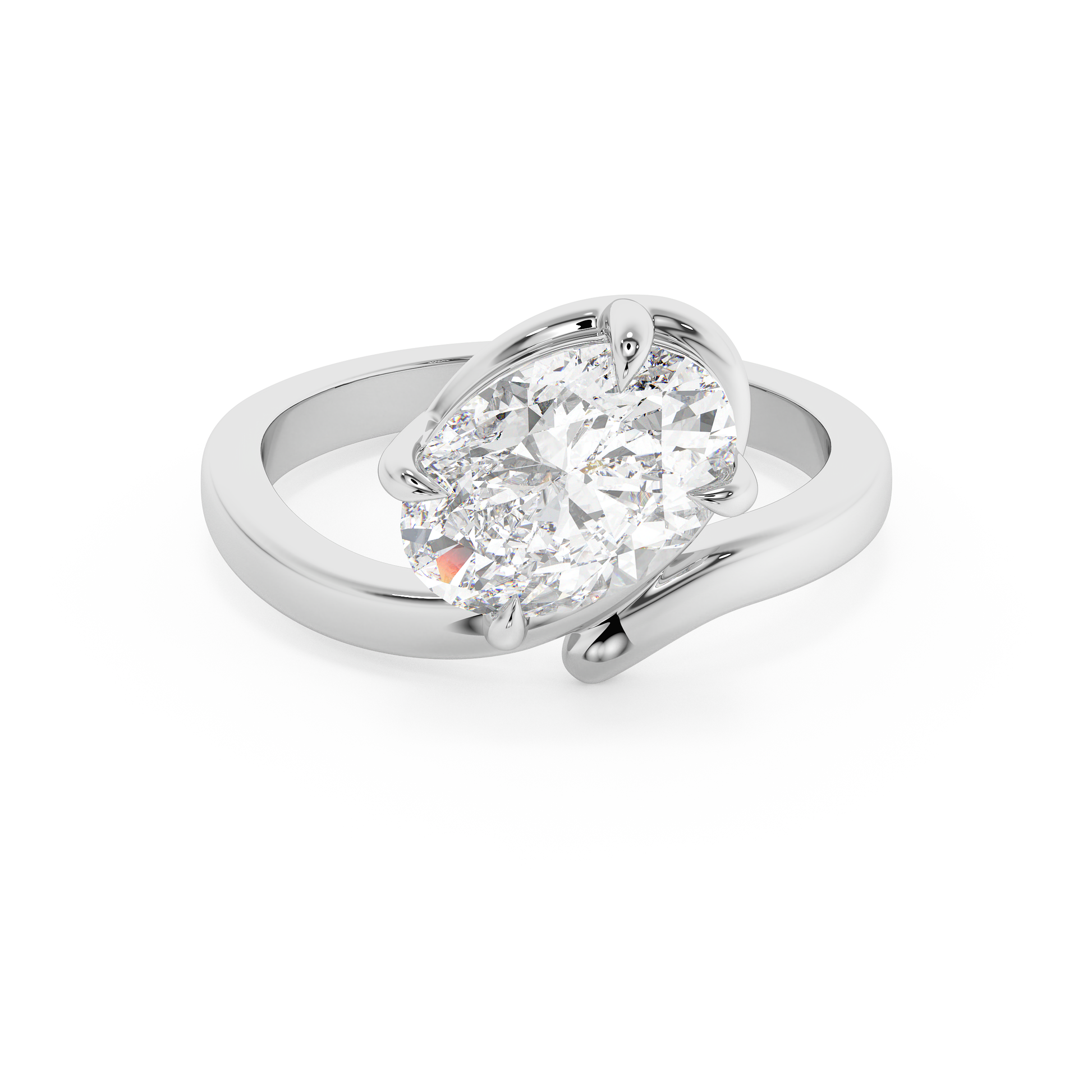 Emerald Solitaire Lab Grown Diamond Engagement Ring