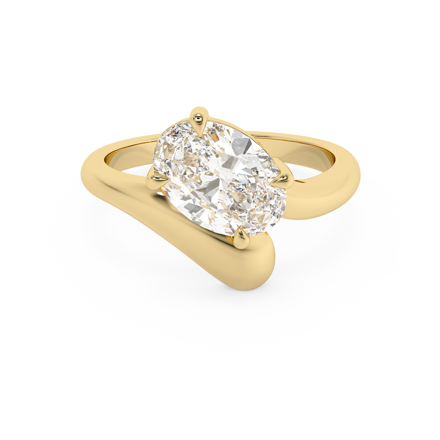 Emerald Solitaire Lab Grown Diamond Engagement Ring