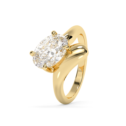 Emerald Solitaire Lab Grown Diamond Engagement Ring