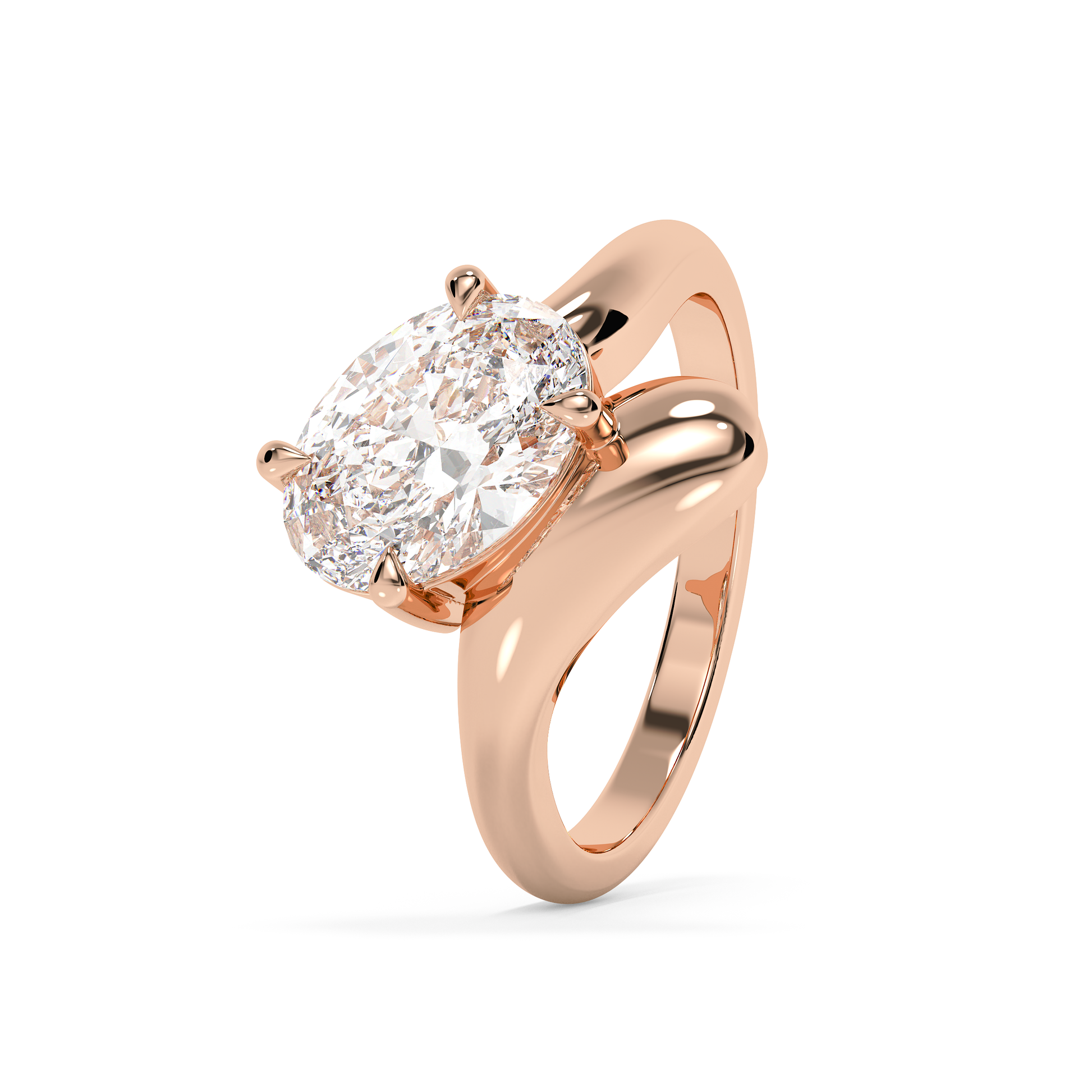 Emerald Solitaire Lab Grown Diamond Engagement Ring