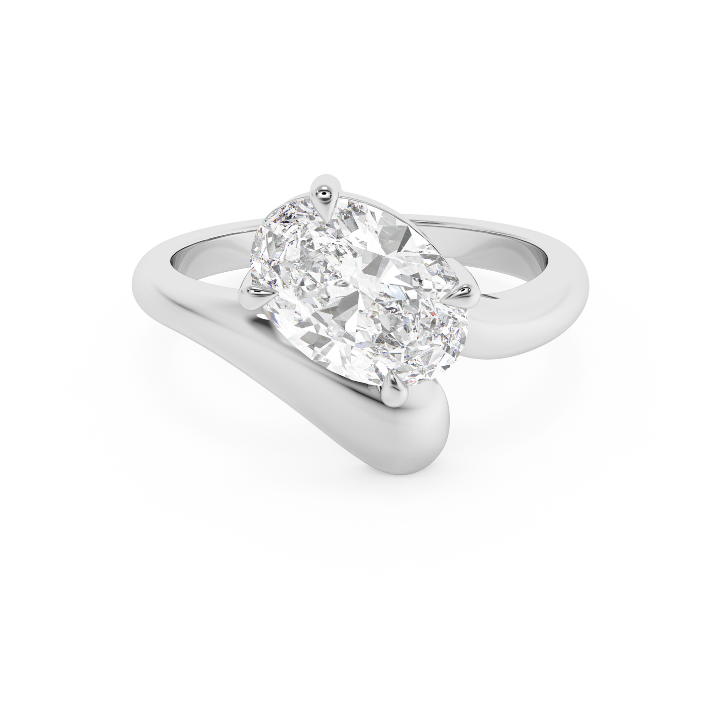 Emerald Solitaire Lab Grown Diamond Engagement Ring