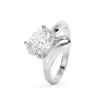 Emerald Solitaire Lab Grown Diamond Engagement Ring