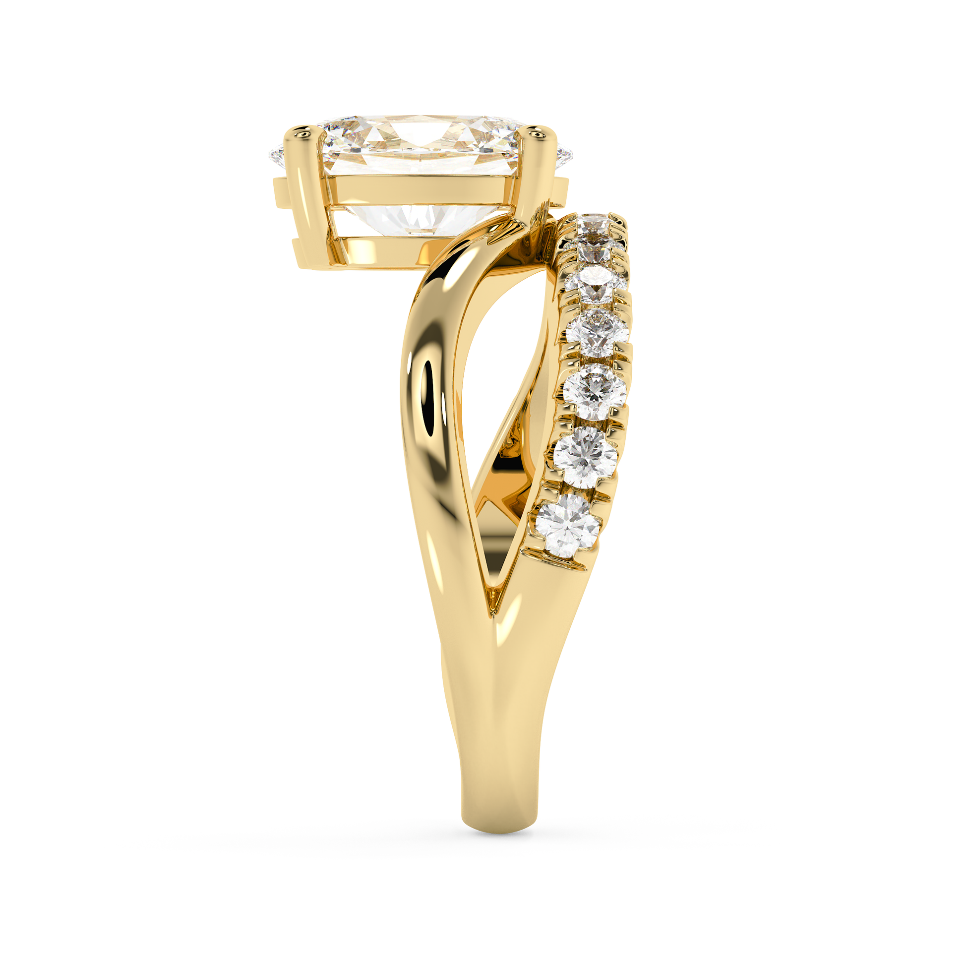 Emerald Solitaire Lab Grown Diamond Engagement Ring