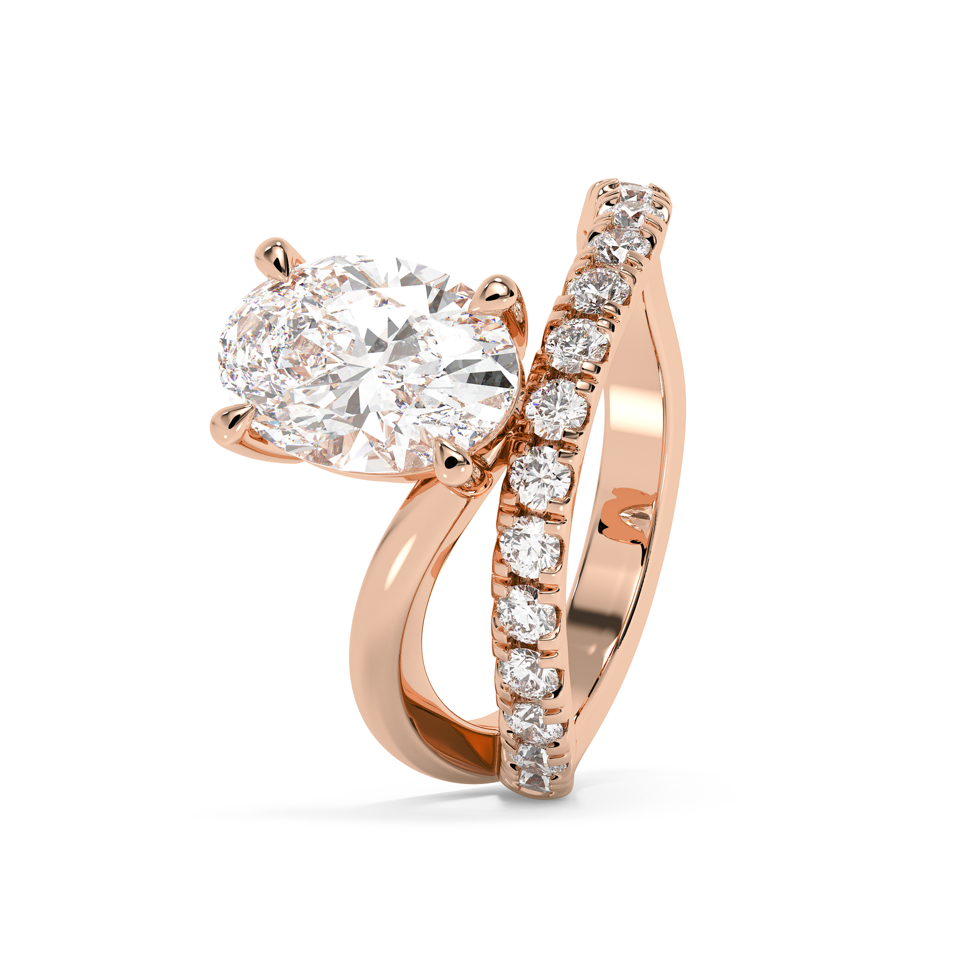Emerald Solitaire Lab Grown Diamond Engagement Ring