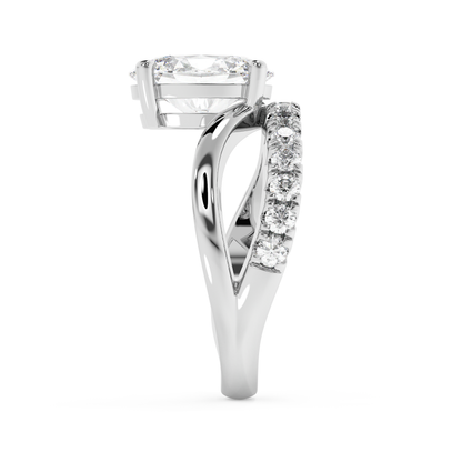 Emerald Solitaire Lab Grown Diamond Engagement Ring
