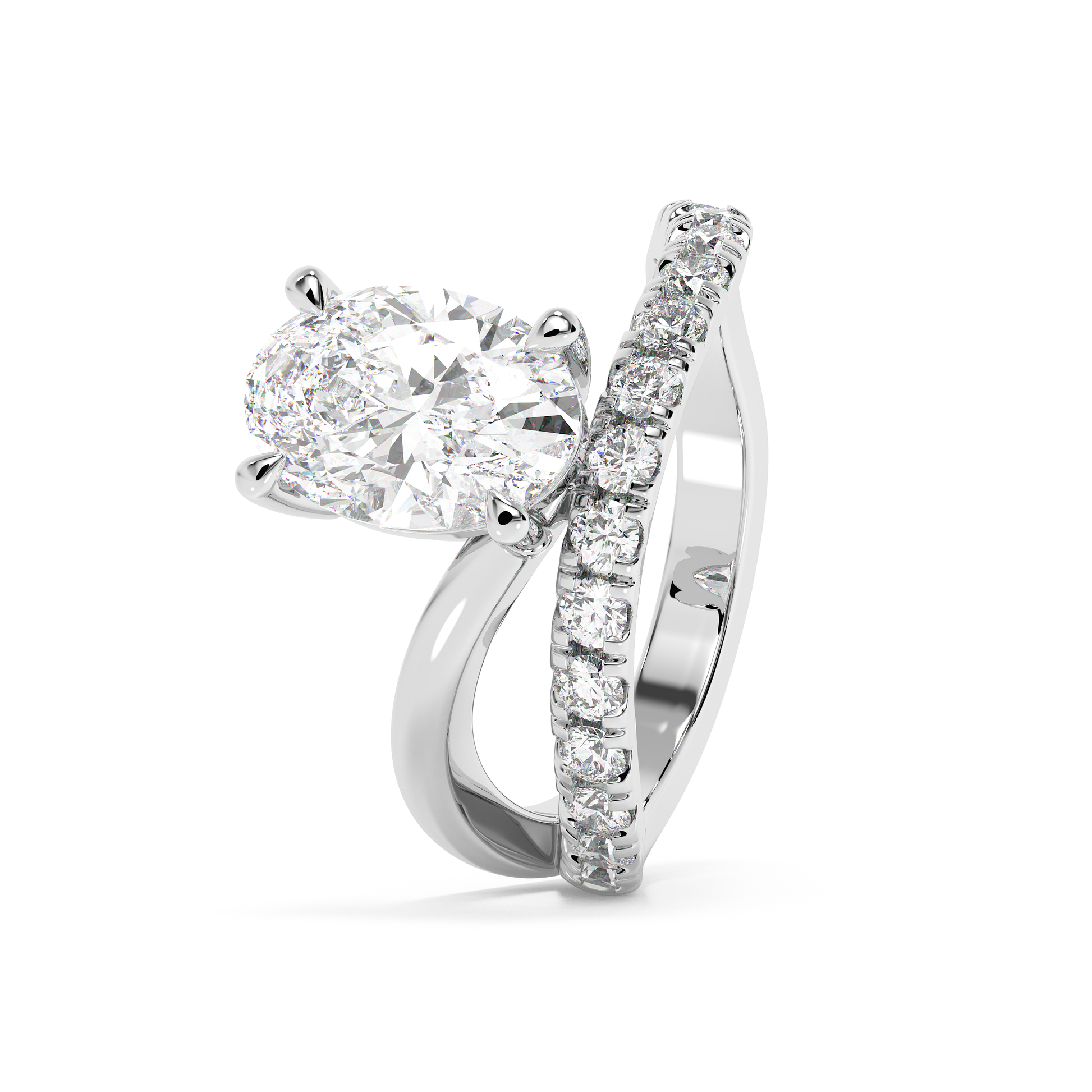 Emerald Solitaire Lab Grown Diamond Engagement Ring
