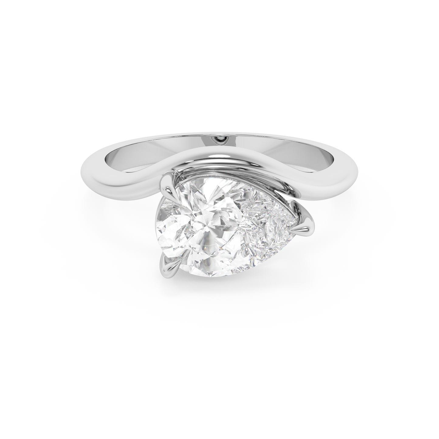Emerald Solitaire Lab Grown Diamond Engagement Ring