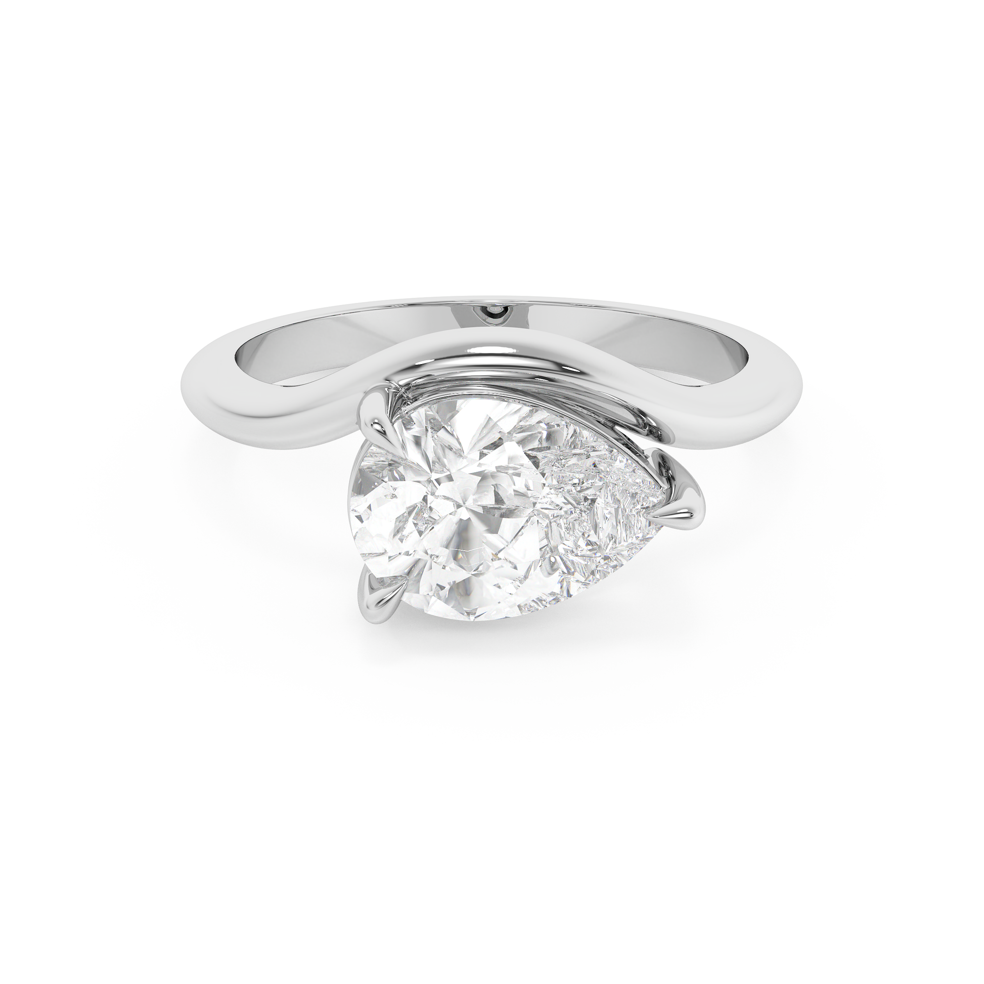 Emerald Solitaire Lab Grown Diamond Engagement Ring