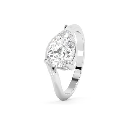 Emerald Solitaire Lab Grown Diamond Engagement Ring
