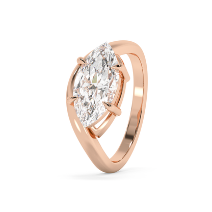 Emerald Solitaire Lab Grown Diamond Engagement Ring