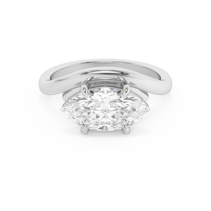 Emerald Solitaire Lab Grown Diamond Engagement Ring