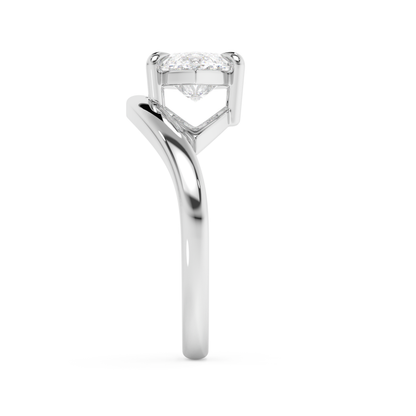 Emerald Solitaire Lab Grown Diamond Engagement Ring