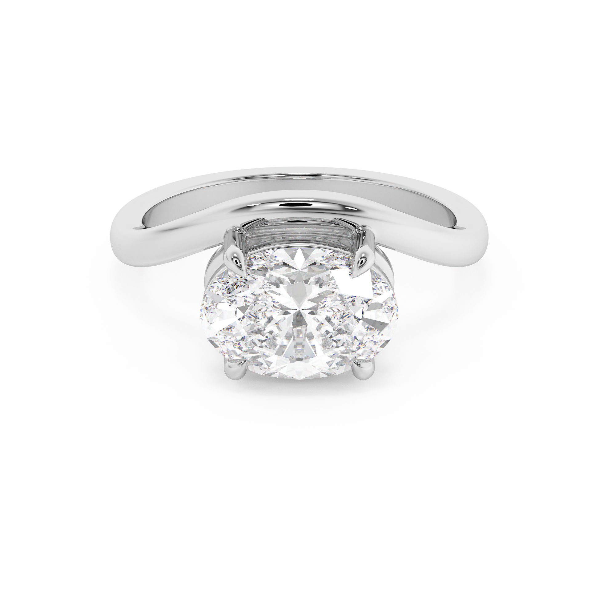 Emerald Solitaire Lab Grown Diamond Engagement Ring