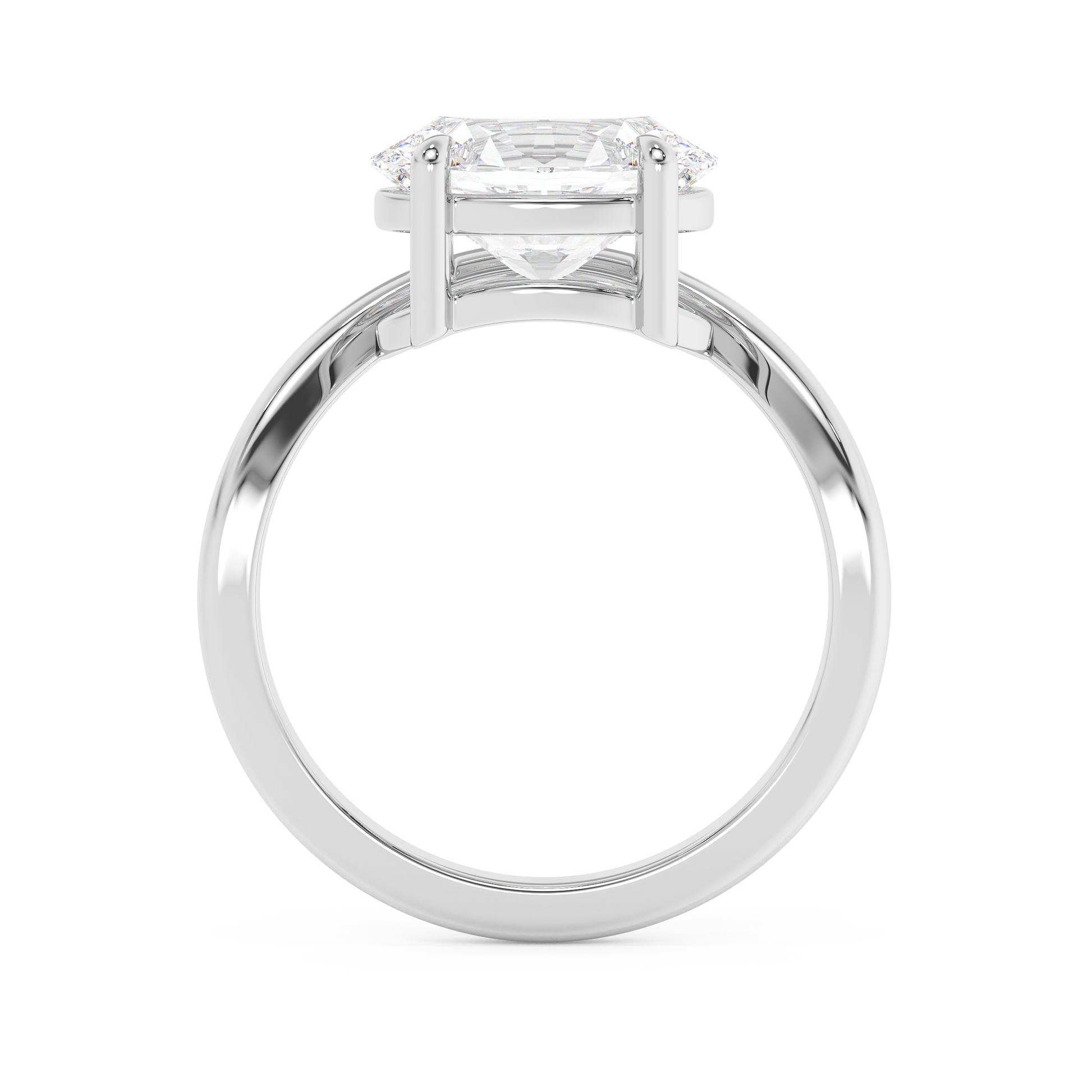 Emerald Solitaire Lab Grown Diamond Engagement Ring