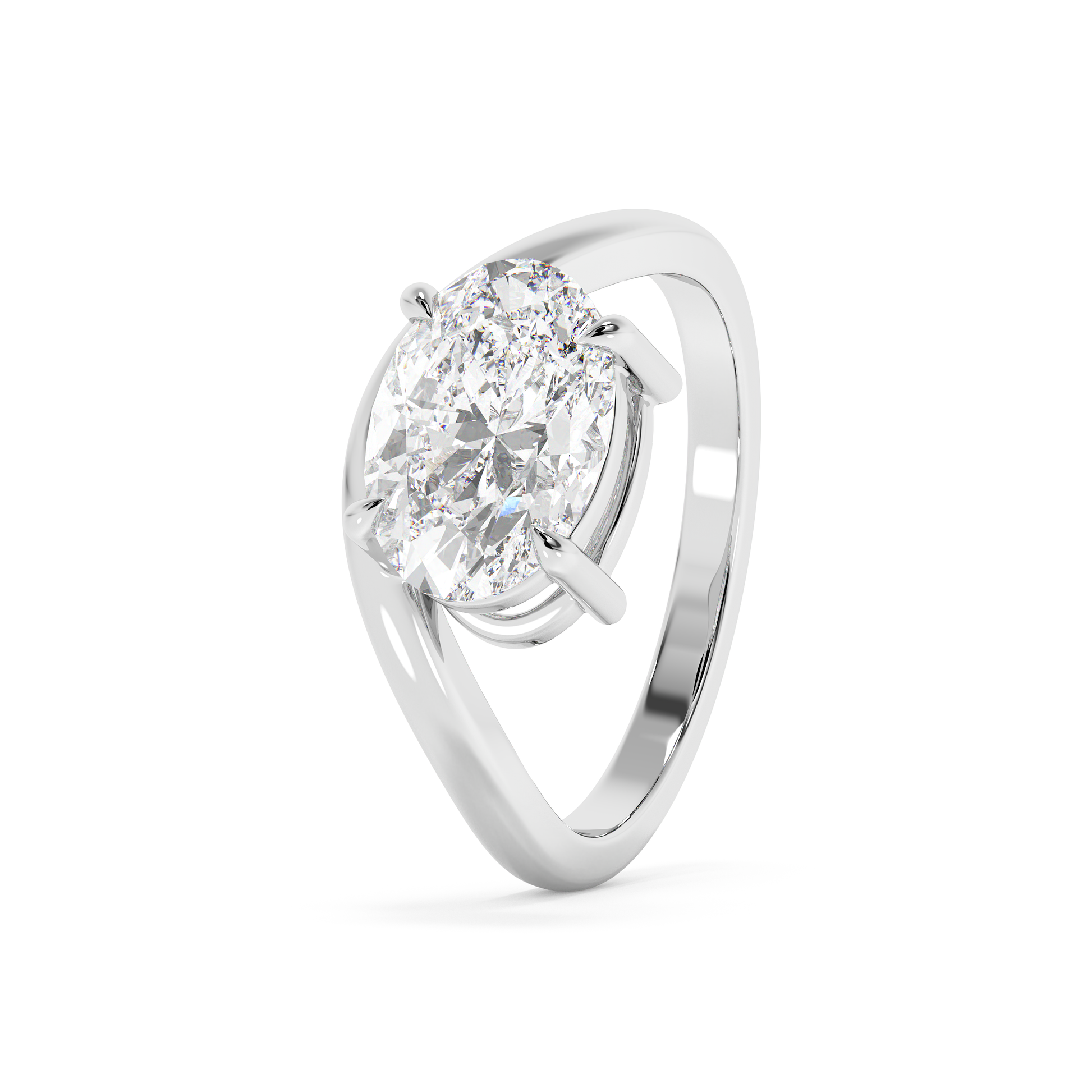 Emerald Solitaire Lab Grown Diamond Engagement Ring