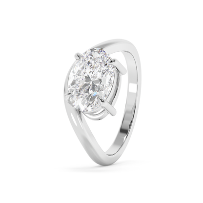 Emerald Solitaire Lab Grown Diamond Engagement Ring