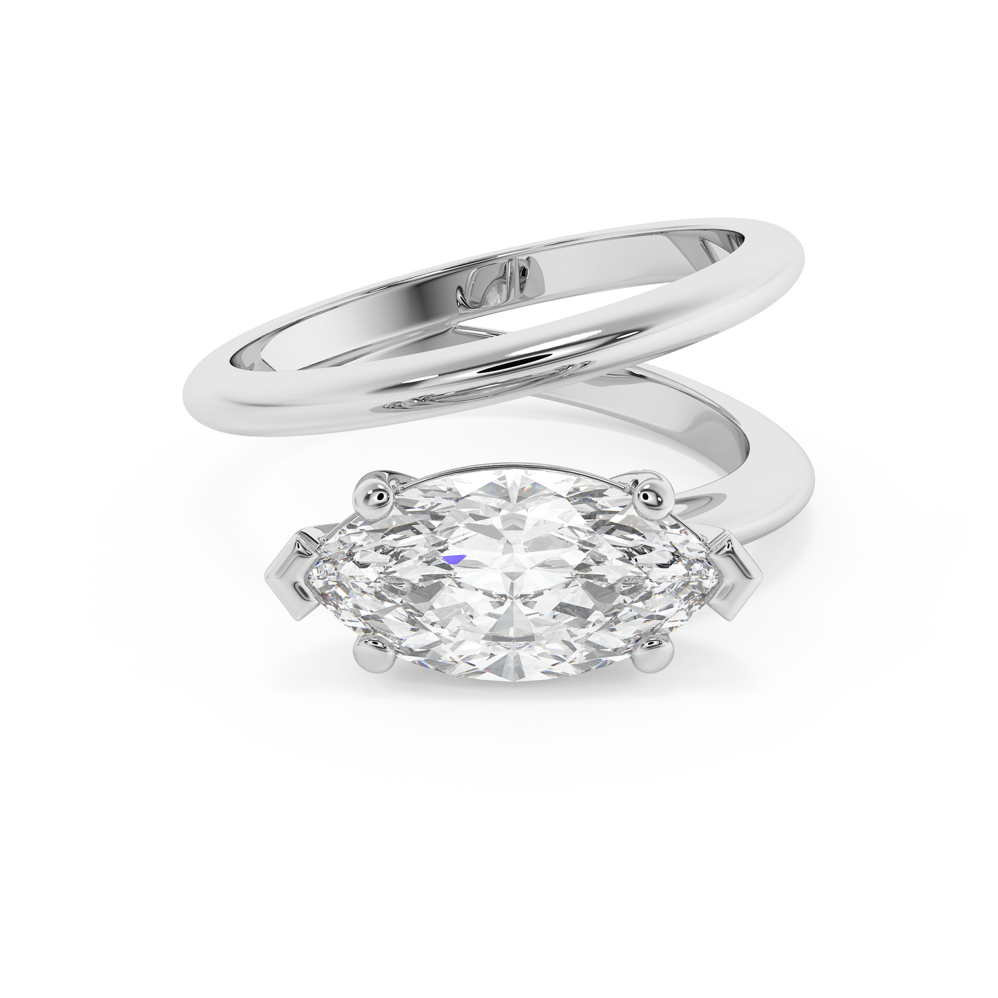 Emerald Solitaire Lab Grown Diamond Engagement Ring