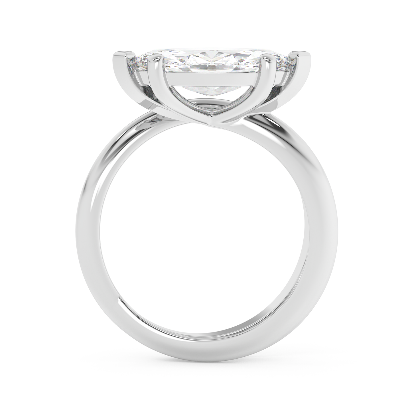 Emerald Solitaire Lab Grown Diamond Engagement Ring