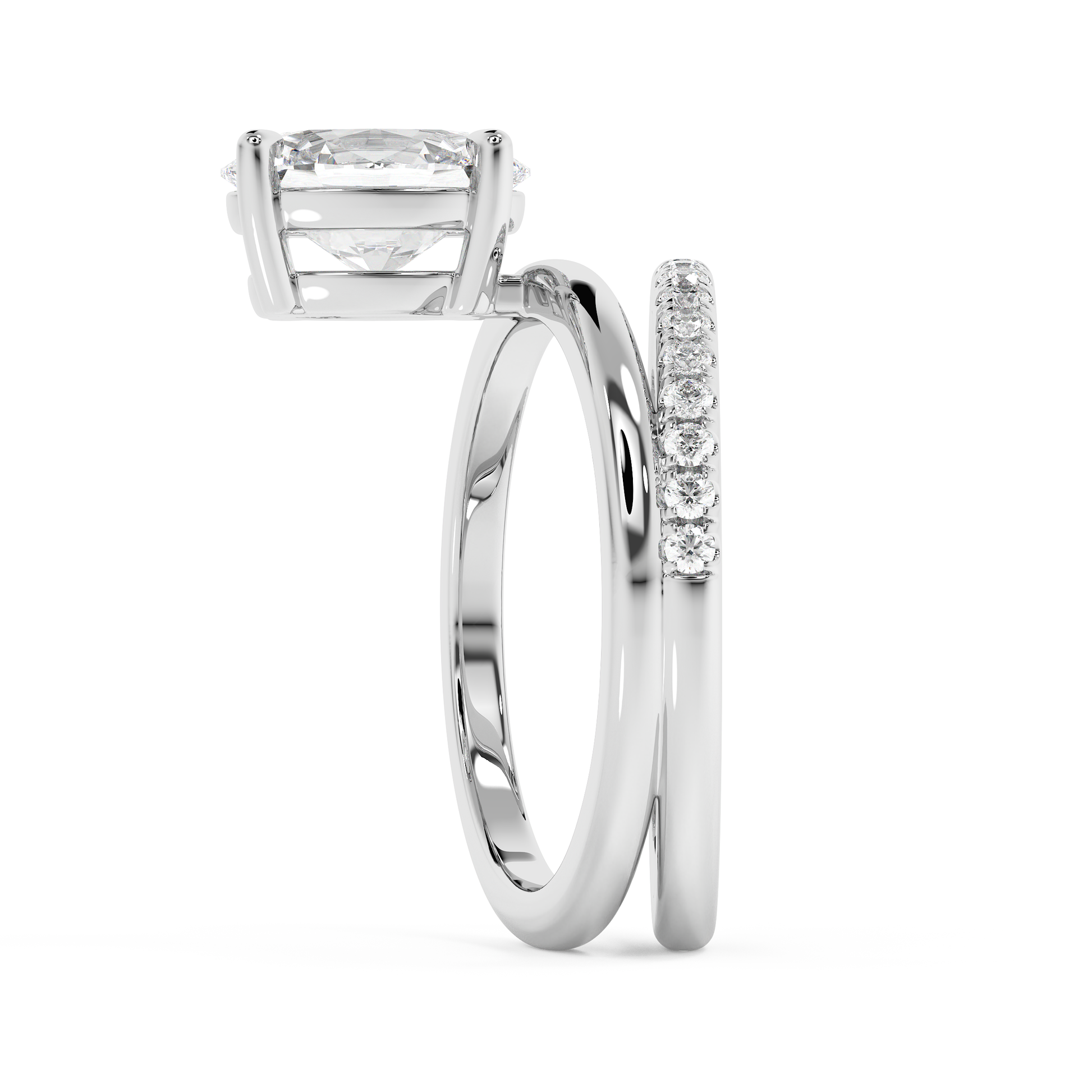 Emerald Solitaire Lab Grown Diamond Engagement Ring