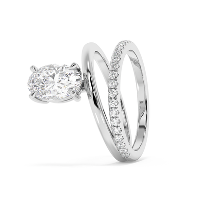 Emerald Solitaire Lab Grown Diamond Engagement Ring