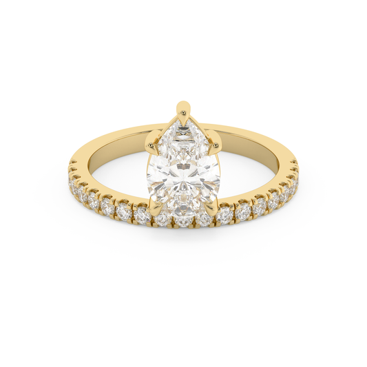 Emerald Solitaire Lab Grown Diamond Engagement Ring